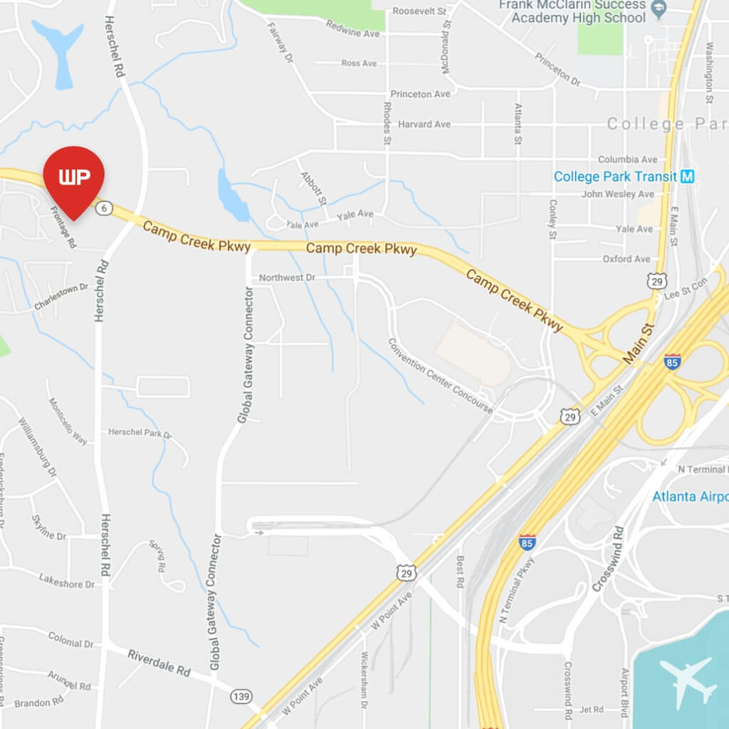 Map showing WallyPark ATL location