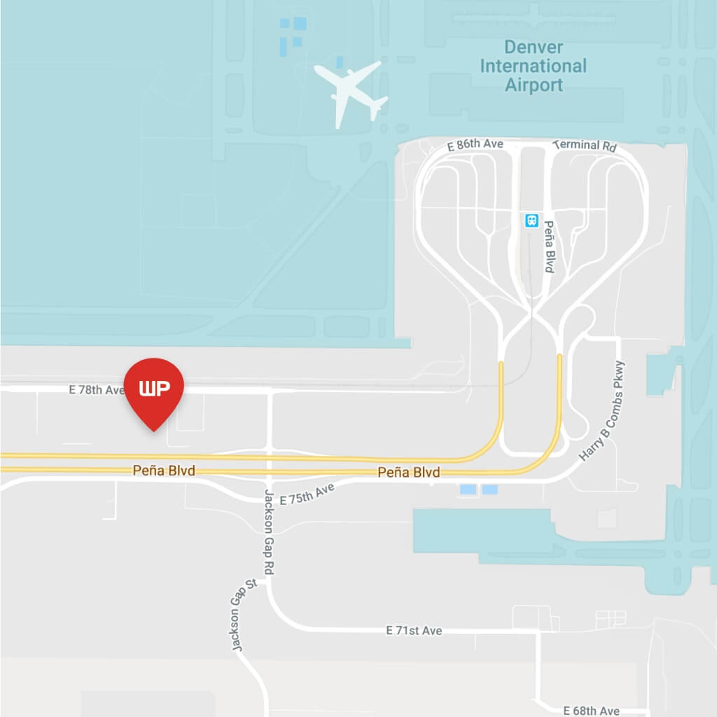 Map showing WallyPark DEN location