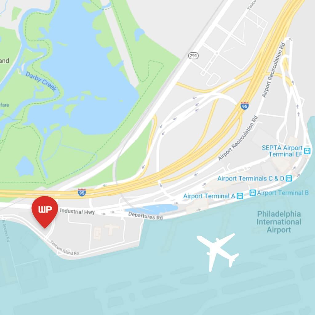 Map of WallyPark location at PHL