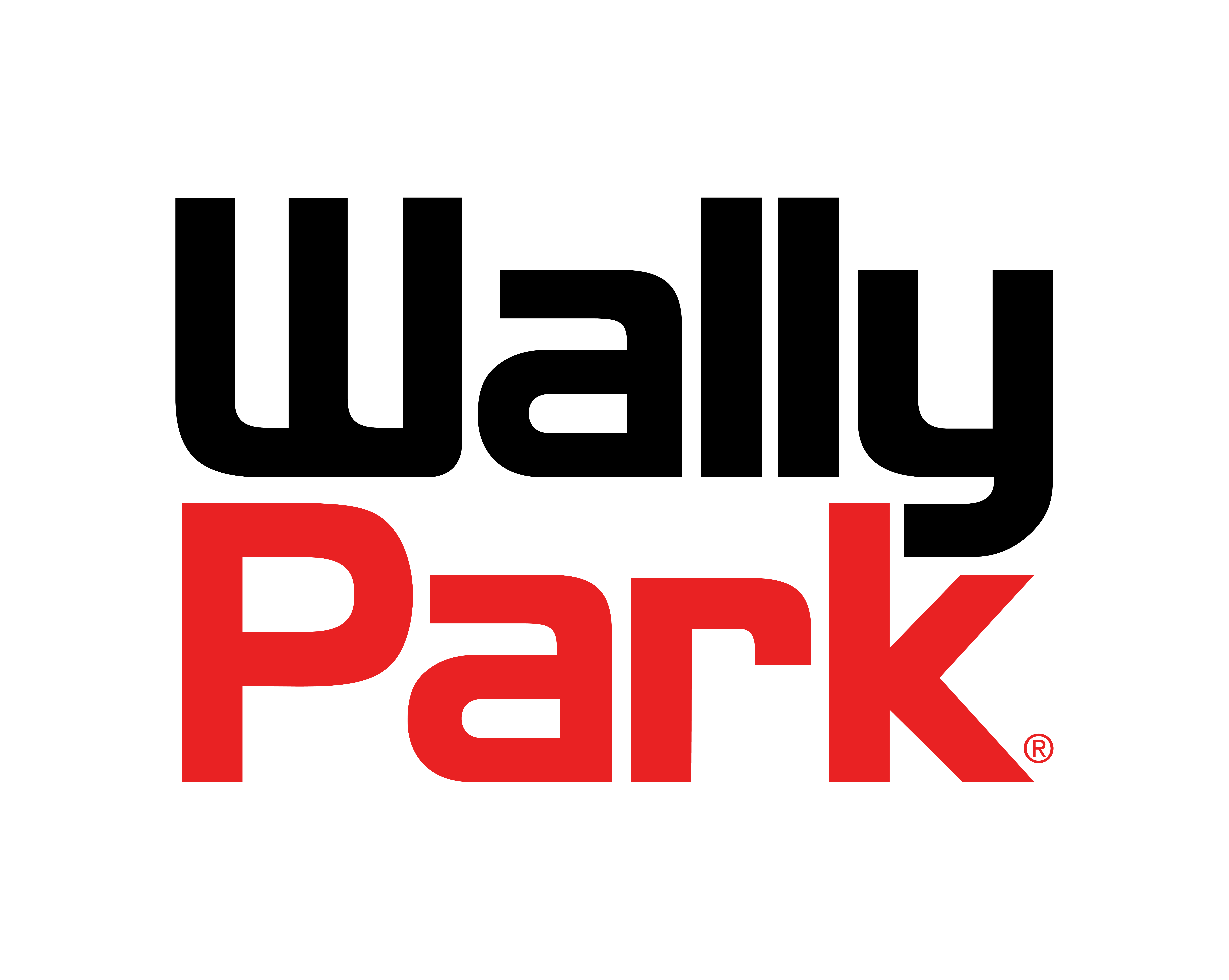 The image displays the WallyPark logo with Wally in bold black text above Park in bold red text on a white background.